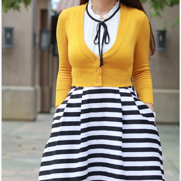 Modcloth Sweaters - ModCloth Cropped Mustard Cardigan